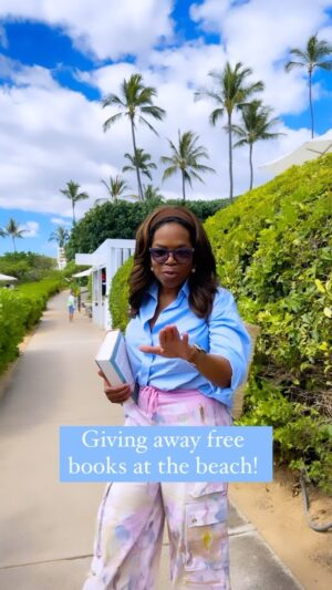 Oprah Winfrey Instagram - Went to the beach to give out copies of “The Covenant of Water” by @abraham.verghese.official! Wondering where I should go next 👀 And don’t forget that you can listen to “The Covenant of Water: The Podcast” wherever you podcast or by clicking the link in my bio! 

By the way cargo pants by @cynthiarowley for everyone who’s asking!