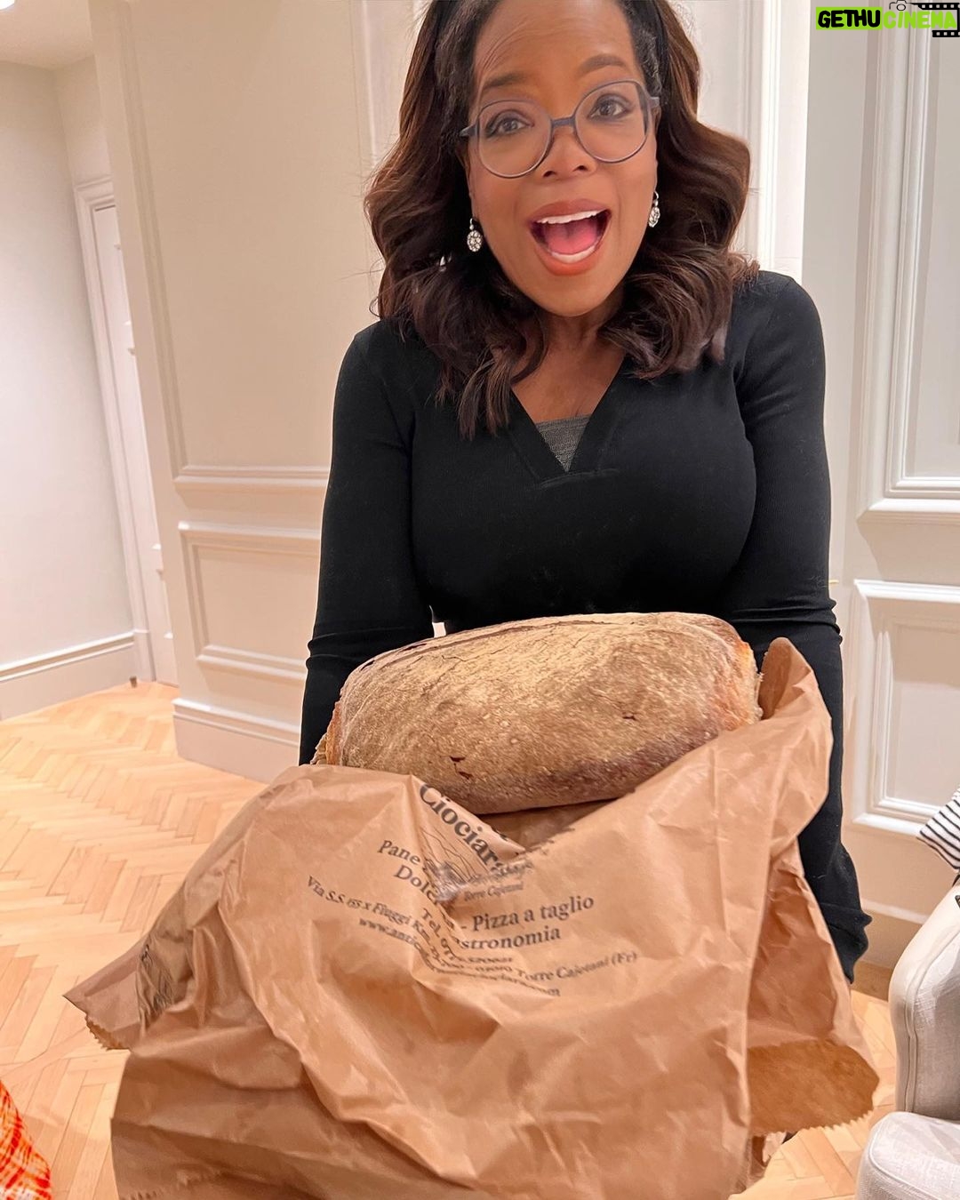 Oprah Winfrey - 246.5K Likes - Couldn’t leave Italy without my favorite souvenir: BREAD!!! 🥖🇮🇹