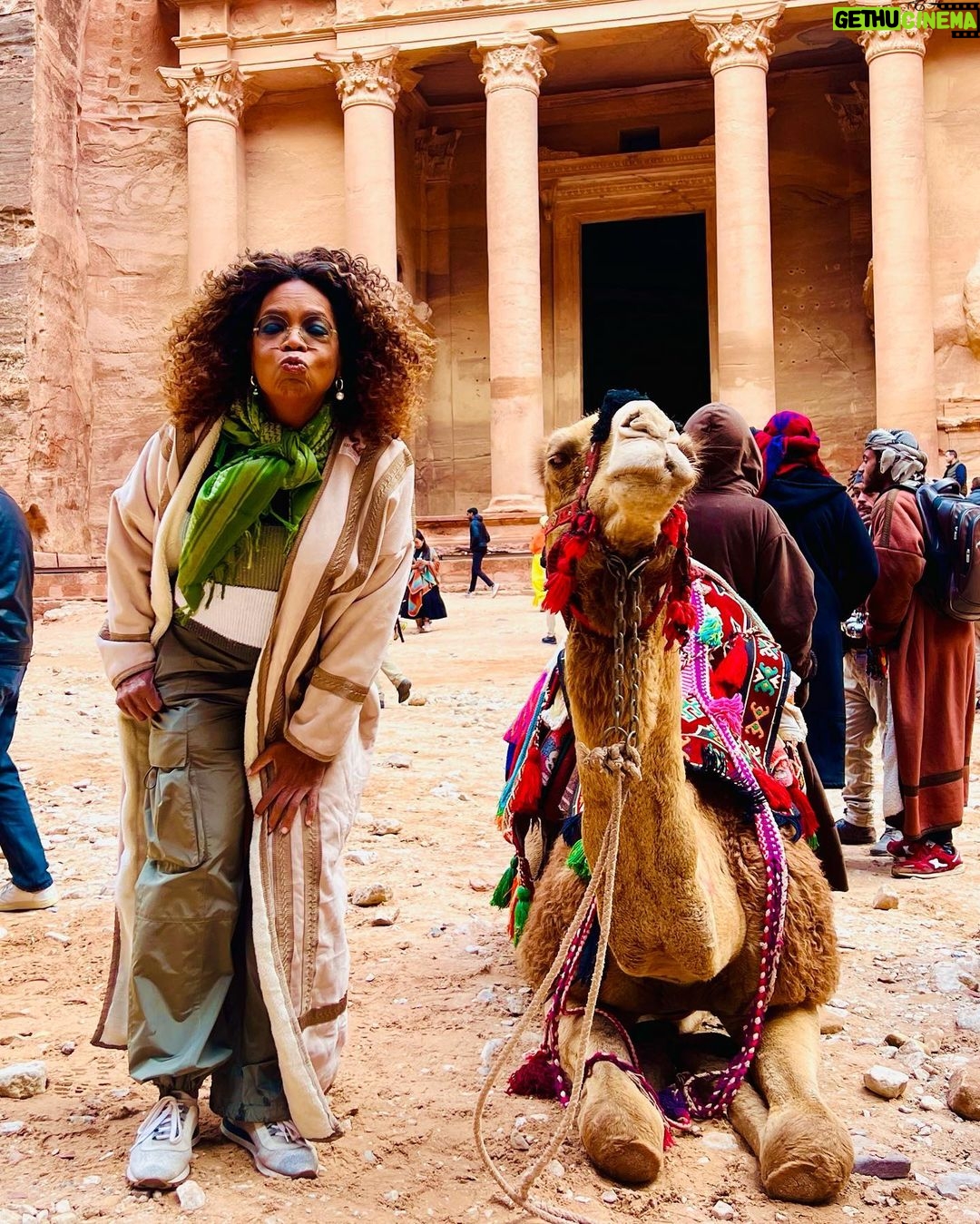 Oprah Winfrey - 564.8K Likes - Visited Jordan this week and there was so much to see and experience! We visited the site where John the Baptist baptized Jesus, Petra and all its fascinations, camels, and the spot where the big boulder comes rolling out of Indiana Jones. So much history there in the “Rose City,” voted one of the 7 new wonders of the world. It takes 3 days to really see it all we only spent 3 hours. Put it on your must see list if you haven’t already! 🇯🇴