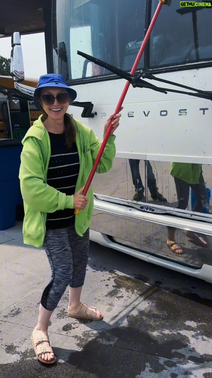 Pam Tillis Instagram - “Tequila mocking bird” getting a freshen up! Clean bus, happy bus!!!! #downtheroad #tourbus #prevost Somewhere On The Road