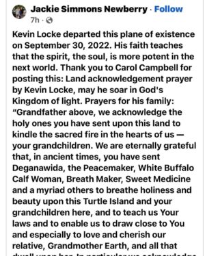 Parisa Fitz-Henley Instagram - Learning to soothe the ache of earthly loss with remembrance of the gift of another spiritual ancestor gained... Kevin Locke, Lakota name Tȟokéya Inážiŋ, meaning "The First to Arise,” brought so much beauty to the lives of so many with his gorgeous artistic talents. I never got to know him, but he was so often just a degree of separation away that I benefited from his steady, gentle presence and guidance in the Bahá’í community of the US. I feel so sad… I can only imagine the grief of those who were close to him. Praying for infinite blessings on his journey, and for soothing and healing for the hearts of his loved ones. I am filled with so much gratitude for and inspiration from his life on this plane. If you didn’t know this beautiful man please look up his life, his gorgeous flute playing and hoop dances. May the mission of his life carry on: 

"All of the people have the same impulses, spirits, and goals. Through my music and dance, I want to create a positive awareness of oneness of humanity." — Kevin Locke 🙏

Image Descriptions: Slide 1 — Kevin smiling, with brown skin and his hair in two gray braids. He wears beautiful multicolored clothing and is holding many multicolored hoops he’s joined in a circle that frames his face. 

Slides 2&3 — A FB post from Jackie Simmons Newberry with a land acknowledgment prayer created by Kevin Locke. 

Text of the prayer in comments below. ♥️

Videos: Kevin hoop dancing outside, images of a herd of buffalo roaming a countryside of golden-green grasses as he’s speaking about the beauty of the world. These are interspersed with him speaking and playing his flute before a small, happy crowd of people indoors who’ve gathered to hear him.