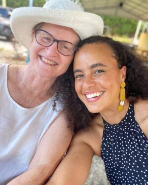 Parisa Fitz-Henley Instagram - So many thanks for all the wonderful birthday greetings over the last few days! I’m so grateful I got to spend my birthday doing things I love — alone, with IG friends via Live, and with my family. Feeling so blessed. I’m doing my best to read each greeting and respond where I can but if I don’t get to respond directly to you please know I’m feeling grateful and full of the love you’ve shared with me. As much of a downside social media can have, it also offers this magical experience of connection with so many souls. And this week it’s brought me happiness through you. I wish you allll the deepest happiness in return. 

In gratitude,
Parisa 

Image description: A close up pic of me leaning into my mom. I’m wearing a black halter dress with white polka dots and mustard-colored earrings. My mom is wearing a white top, white sun hat, and glasses. We are smiling.