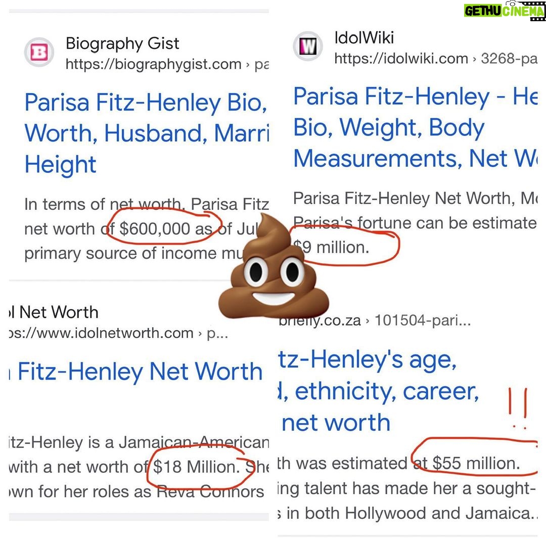 Parisa Fitz-Henley - 561 Likes - Fun fact: ALL of these are false. 🤡💩
I’ve been hearing a lot since the #SAGAFTRA strike began about how we’re millionaires complaining about having too few millions. Truth is, most union actors can’t even afford to have acting as their only job.
But credible-looking websites claim to tell “everything you want to know” about an actor. Our ‘lives’ become clickbait. People (and now computers) make things up about us to grab attention. So me supposedly having hundreds of thousands of dollars, or millions (would be nice! 😅) gets used as a way to attract interest to their sites. *Every click gets them paid* and they know there’s more of an appetite for astronomical numbers than for facts that aren’t usually accessible anyway without hacking someone’s bank accounts.
As actors and writers are striking for justice and to protect our existence, please know that there are MANY ways we are misrepresented. I first read that I was worth $55M back while I was living in a camper trailer to save money. And these articles lie about everything from my birthday to my measurements to my relationship status. They’ve confused my own family members!
I do make great money sometimes. But if I’m between projects, residuals are generally my only income. As my fellow actors have been saying repeatedly, our residuals are shrinking.
We are also artists who don’t or can’t necessarily take every job, for a variety of reasons. We do not get paid leave. If we have to pause working because of illness or injury, to care for a loved one, etc we are SOL. And we are nearly all making a tiny fraction of what the decision makers are.
Please be careful where you’re getting your information. Listen to actors, a community with enormous economic diversity, and trust that we’re not all just out here counting gold bricks. We’re fighting together — the few counting gold bricks and the many pinching pennies — for economic justice and security. That’s something every human deserves. #SagAftraStrike
Image: Screenshots of four clickbait articles which all falsely say my net worth is $600K, $9M, $18M and $55M. A poop emoji sits in their midst.