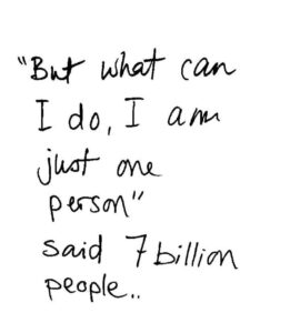 Parisa Fitz-Henley Instagram - The thoughts coming through after reading this... The necessity to never forget. We are not alone. We are never alone. And so many of us are apart that if even just a few come together that bit of the world can be changed. Powerfully changed. And the more of us who gather multiply that change. There is no gathering too small. There is no ripple too gentle. Look within and know the power you hold, and that with another, and another, and another… the whole becomes so much greater than the sum of its incredible parts. I saw this demonstrated this week. My heart filled to bursting. My mind swam oceans. My spirit is flying. I’ll share more about it soon. 🙏🤍 In the meantime many thanks to the magical @urbanjukejoint9 — one of my treasured, early soul expanders — for posting this simple but profound prompt. Image description: White background. Black handwritten lettering reads — “But what can I do, I am just one person