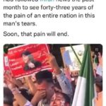Parisa Fitz-Henley Instagram - 40 days since #MahsaAmini was murdered, since hundreds of innocent people — including women and 20+ children have been killed in the aftermath. 🥀 Dear family in Iran, we are still watching, still praying, making efforts in various fields to support a more just and free Iran. In awe of your courage. Sending you love. 🌹💪 Thanks to @khansarinia[Twitter] for sharing this. And to @shervinine for his beautiful song “Baraye” Image/video description: A screen capture of a tweet that includes a video of weeping protesters singing to Baraye. Text of the tweet: “You don’t need to understand the lyrics, you don’t need to be Iranian, you don’t even need to have followed Iran news the past month to see forty-three years of the pain of an entire nation in this man’s tears. Soon, that pain will end.” A man cries openly as he holds up a sign bearing an image of Mahsa Amini and a young woman in front of him, with white bandages and what looks like blood on her face, sobs as she sings along.