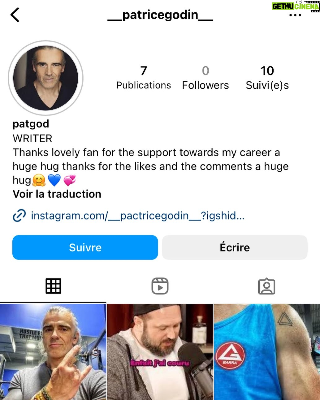 Patrice Godin Instagram - Un autre faux compte. Certaines personnes ont vraiment rien à faire… Signalez et bloquez svp