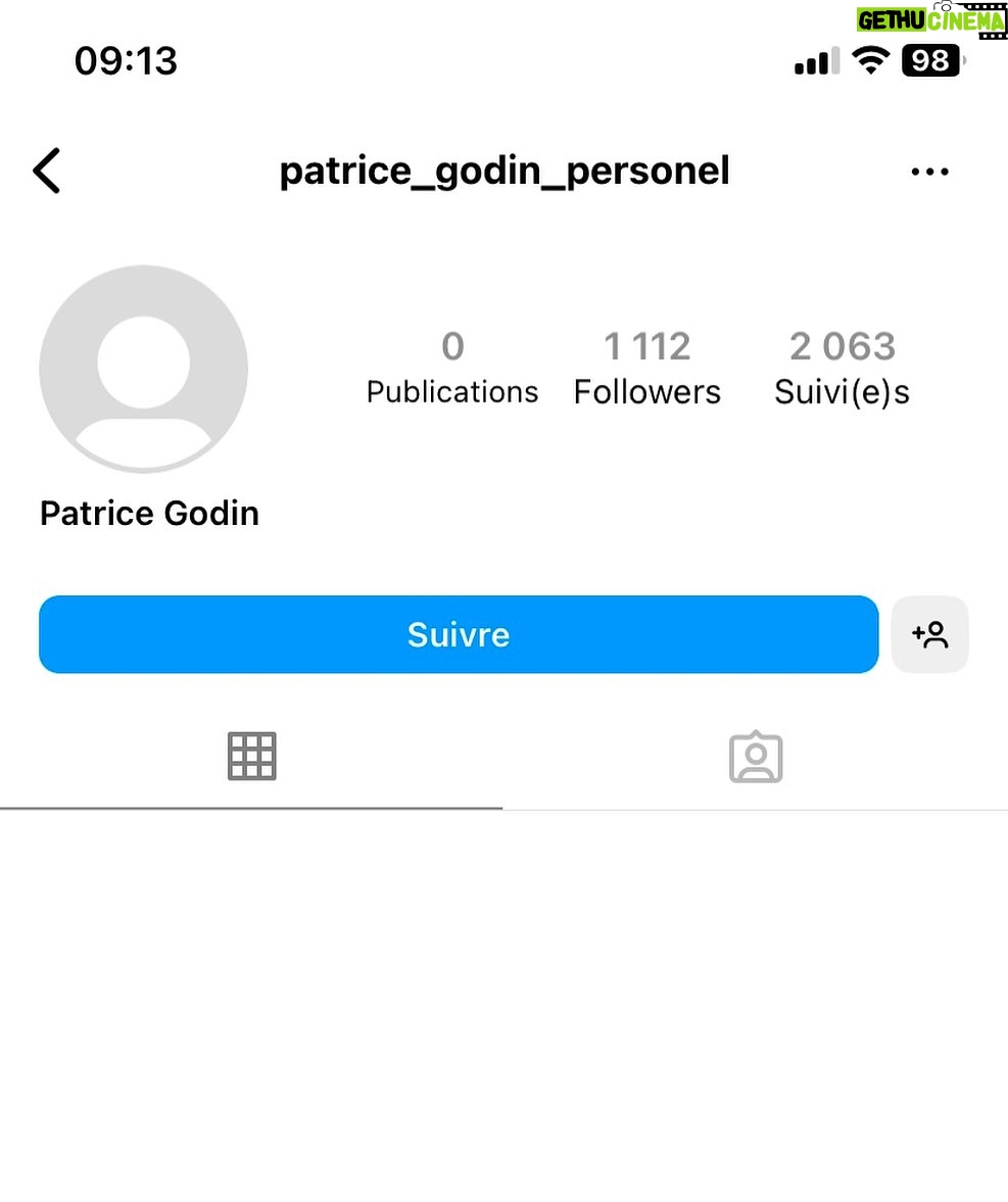 Patrice Godin Instagram - Faux compte, bien sûr. Avec quand même 1112 abonnés. Et il envoie des invitations. Signalez svp