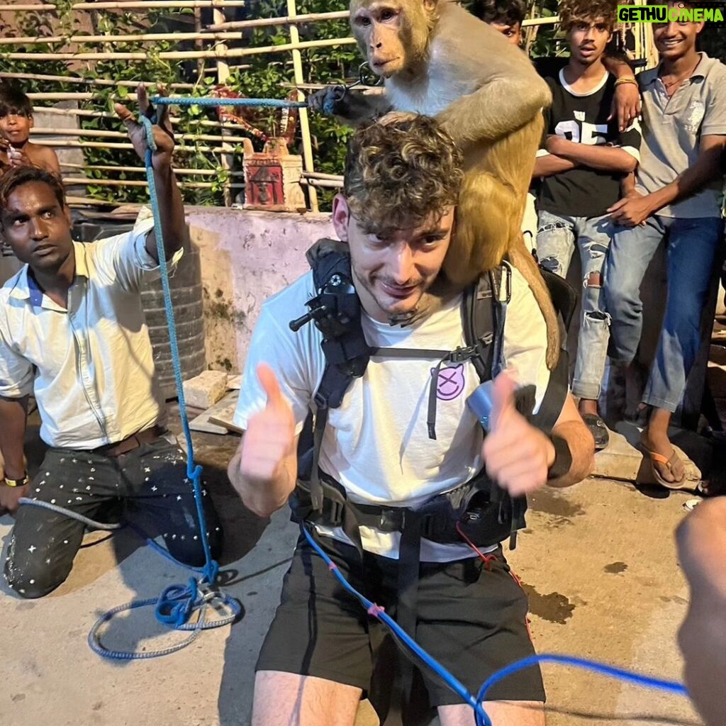 Paul Denino Instagram - Monkey on my head in a slum in india Delhi, India