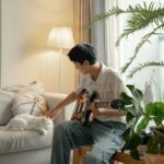 Phạm Nguyễn Lan Thy Instagram - Cha mình luôn dặn rằng, “An cư lạc nghiệp”. Cách đây 3 năm, mình rời gia đình để tự lập, hành lý lúc đó có mấy cuốn sách, chiếc xe máy và vài ba bộ đồ. Và như chú kiến tha từng chút về tổ, mình cũng có một góc nhà riêng xinh xắn rồi 🌱 Cảm ơn @elledecorationvn đã ghé qua thăm góc nhỏ nhà Thy 📸 @shanglefotos
