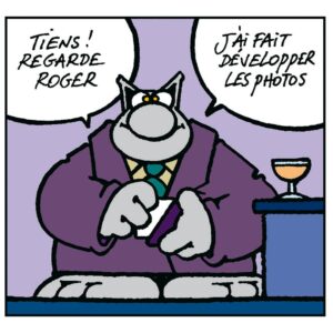 Philippe Geluck Instagram - Vous êtes nombreux à vous demandez à quoi ressemble Roger. Le Chat vous répond et vous montre enfin une photo du célèbre “barman inconnu”.