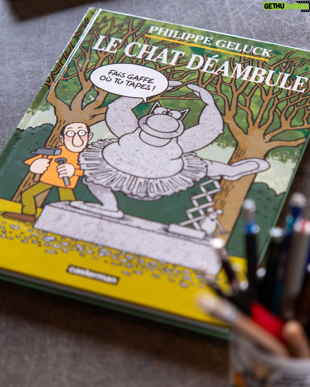 Philippe Geluck Instagram - L’aventure de l’exposition Le Chat Déambule existe aussi en version néerlandaise et s’intitule De Kat op pad. Disponible sur la boutique du Chat et au BIP, près du Parc de Bruxelles. #lechat #dekat #dekatoppad #geluck