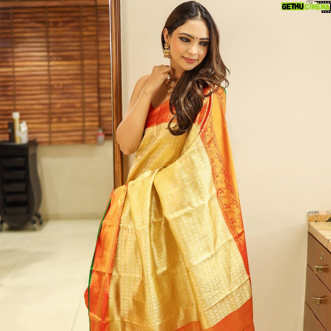 Pooja Banerjee Instagram - Just like my saree I’m woven with elegance, grace and finesse… ⚜️ Saree by @kankatala ⚜️HAIR & MAKE-UP BY @change_salon_professional ⚜️ Shot by @adphottography #PoojaBanerjii #KanjeevaramSaree #DrapeDiaries #sareelove #sareeloverforever #saree #Bengaligirl Nagpur