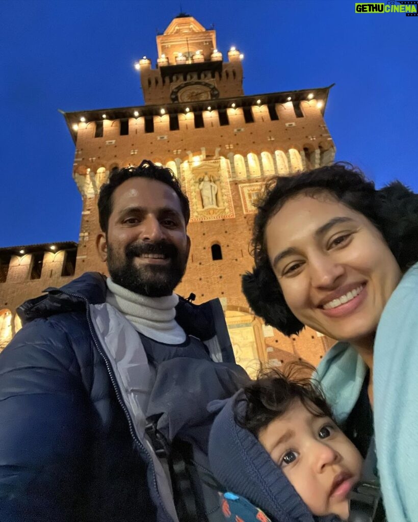 Pooja Ramachandran Instagram - Just doing some touristy things and being in wonder all the time with so much beauty! And always being grateful for the freedom and times we live in today. The Sforza Castle, or Castello Sforzesco in Italian, stands just outside the center of Milan, Italy, and is a 15th-century fortification built on the ruins of a medieval fortress. Since the 15th century, the castle has had many masters, including the Sforzas. Emperor Charles V and Napoleon Bonaparte each also called the castle home at one point in history. The Sforza Castle’s longest-serving inhabitants, the Sforzas, occupied the castle during the Renaissance, a time of artistic beauty in Italy. Artists such as Leonardo Da Vinci contributed to the castle’s decoration during the Renaissance. #sforzescocastle #milan #italy Sforzesco Castle of Milan - Italy