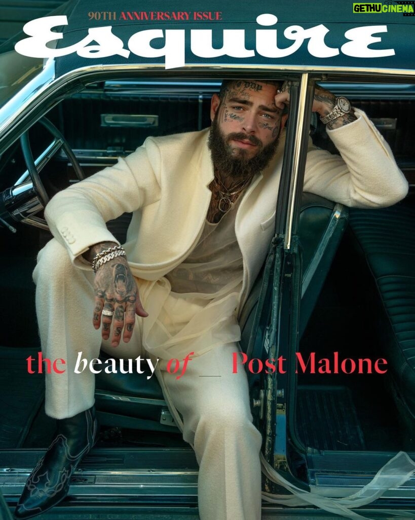 Post Malone Instagram - Introducing Esquire’s first 90th anniversary issue cover star, @PostMalone. He has more ten-million-selling singles than anyone else, and everyone seems to love him. How the hell did he pull that off? “I’m just Austin, and that’s like the coolest job to me. A long time ago, that wasn’t a cool job and I wanted to be someone else. Then one day, I was just like, ‘You know what? I’m going to try and do something different…I'm happy now, and I’m so grateful, and I’m just doing the best I can,” he tells us. For Esquire’s 90th, we’re spotlighting people and ideas that are defining our world now and will for the next 90 years to come. Read the first cover story of three starring #PostMalone at the link in bio. Story: @daveholmes Editor in Chief: @michaeljsebastian Photographer: @normanjeanroy Stylist: @edmondalison Hair: @danperrihair Skin: @glamrogers Production: @3star_productions @russlemkin @jillroy Design Director: @rw3ll Visuals Director: @j_alexander_photo Executive Producer, Video: @dorennanew Executive Director, Entertainment: @randipeck