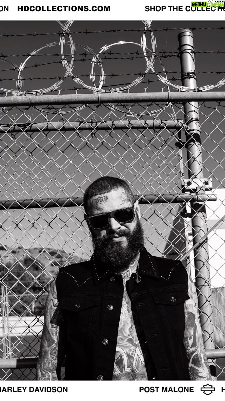 Post Malone Instagram - 🖤 Post Malone x Harley-Davidson.  Shop this look and more from the Chrome Malone collection at hdcollections.com/postmalone