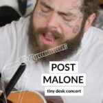 Post Malone Instagram - #tinydesk • One of the world’s biggest stars performs a few of the world’s biggest songs at the Tiny Desk. ⁠ ⁠ 🔗 Tap the link in our bio to watch @postmalone’s full concert 💙⁠