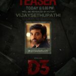 Prajin Padmanabhan Instagram - Today @5.05pm @actorvijaysethupathi macha will be releasing the teaser of #D3.... Get ready for a one night enticing thriller 😎 @prajinpadmanabhan @vidya.pradeep01 @balaaji_7 @manojbmass @bmassentertainment @sreejithedavana_official @johnmediamanagr @editraja001 @manikandan1986bk2018 @jkm.productions @_dineshashok_ @promoworksofficial
