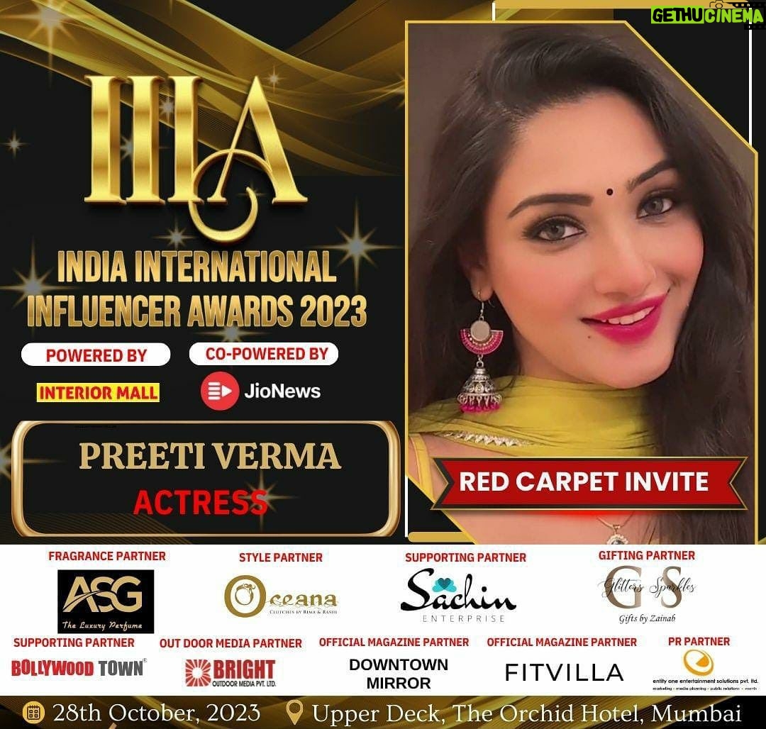 Preeti Verma Instagram - Thank you so much for inviting me:) @iiiaward @eventzfactory @jionews @kunalthakkkarofficial #iiia #iiiaward #eventzfactory #kunalthakkar