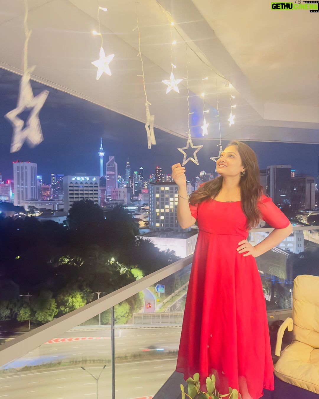 Priyanka Nalkari Instagram - #mybalcony #starlights #christmasdecor #favsymbol #star #cutegirlinreddress #evening #view #malaysia #kl #insta #instagood #instadaily #instafashion #instagram