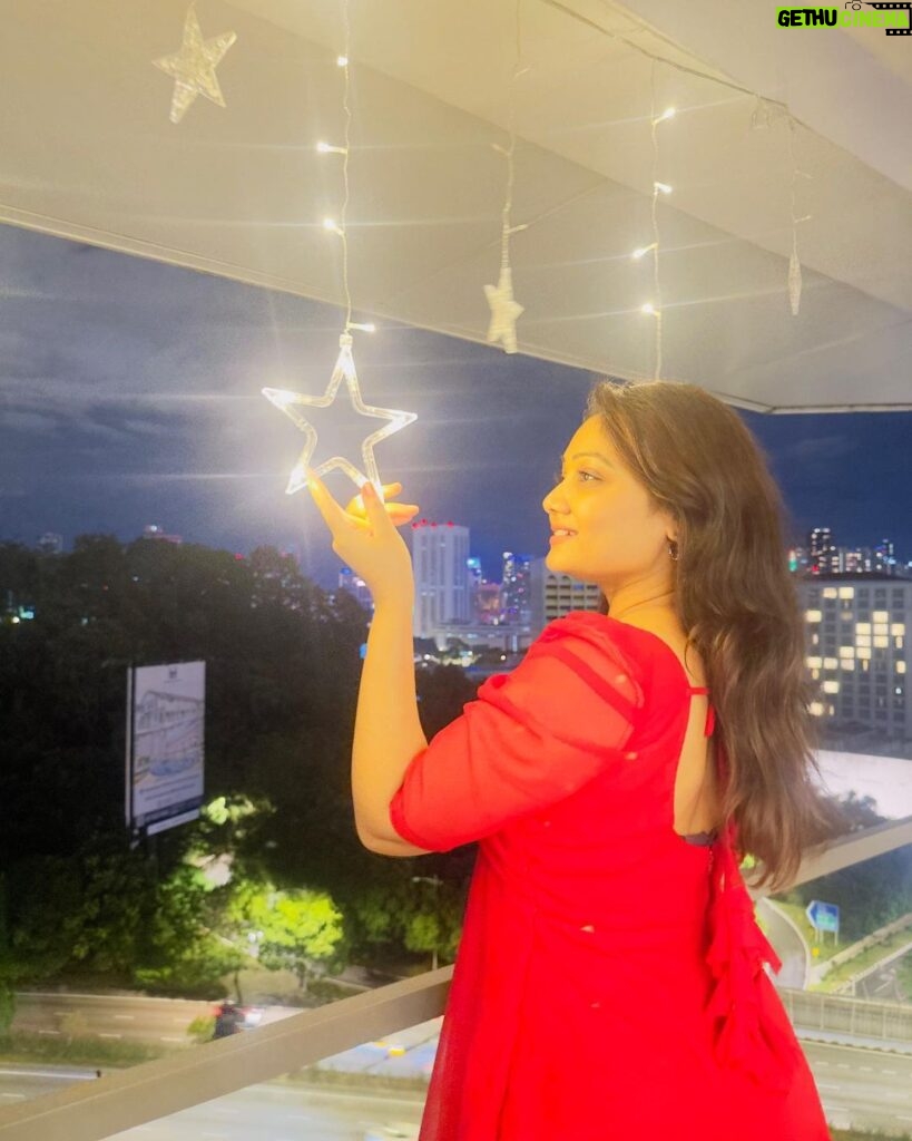 Priyanka Nalkari Instagram - #mybalcony #starlights #christmasdecor #favsymbol #star #cutegirlinreddress #evening #view #malaysia #kl #insta #instagood #instadaily #instafashion #instagram