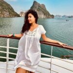 Pupul Bhuyan Instagram - Halong Bay please! My Vietnam travel video 1st part is out on my YouTube channel. Go and watch 🙏🏻💕 . . . . . #halongbay #capellacruise #cruiselife #vietnam #travelblogger #traveller #globetrotter Ha Long Bay, Việt Nâm