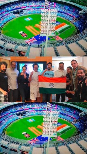 R. Sarathkumar Instagram - Cheering for the team "INDIA" in our own desi swag style #cheers #cricketlover #cricketfans #cricketsemifinal2023 #cricketworldcup #cricketmerijaan #cricketsemifinal #cheersindia #weloveindia #jaihind #jaihind #teluguactors
