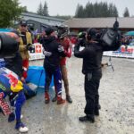 Rachel Atherton Instagram - Just after I cased the jump & my shoulder went AWOL 🤮 The emotions of racing are just RIDICULOUS!! From the lowest lows when I hurt my shoulder somehow with a lot of treatment & physio I was able to put a race run down & im SO STOKED to finish p 8 !! To the highest highs of World Champ for @charlie_hatton1 🌈 To race at Fort William again for world champs was the dream & I was so devastated when I thought I was out, but Gee was adamant I had to at least give myself the opportunity for race day, by completing a 2nd practice run & starting my QUALIES run, When I dropped in for QUALIES the plan was to pull over straight away but when I actually ignored the pain for a bit it felt sort of not too bad & I was like, “oh my god, I think I can carry on! “ When I made it thru the first rocks then the first rock drop where Nina crashed, I thought “If I can go off this drop & I’m ok, I can get down!! Anyway come race day, the more I seemed to use the muscles the better, LOTS of physio & taping but race day I was not convinced, it was still pretty sore & felt unstable, But I am SO pleased I pushed on & could manage a race run & THANK YOU EVERYONE WHO CHEERED it really makes a big difference when the going gets tough, the crowd help the racers so much ❤️❤️❤️ To see @charlie_hatton1 & @andreas.kolb66 go 1 & 2 in men was just MENTAL!! What a weekend!! 🌈🖤 @athertonbikes @athertonracing #fortwilliam #uciworldchampionship #mtb #mtblife