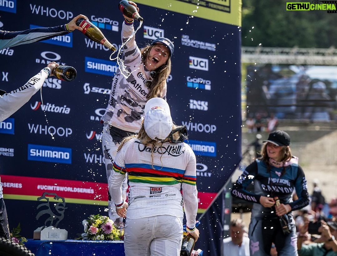 Rachel Atherton Instagram - Adrenaline!! I am here for you!! ๐๐ Back to Back wins for @athertonbikes ๐ฅ๐ฎโ๐จ The moment your teammate wins the Elite Mens World Cup on your own named bike brand ๐คฏ๐คฉ๐๐ When @andreas.kolb66 won in Leogang, I was buzzing my tits off!! I went pretty mental, I felt so wired I just wanted to fight someone ๐๐ it felt INCREDIBLE thinking back to the team at home @athertonbikes how god damn hard they have worked the last 4 yearsโฆ incredible team, incredible bike & thereโs still more to come for @athertonbikes โค๏ธโค๏ธ๐ Come see the bikes at Fort William & grab some merch ๐ช๐ฅ @nathhughesphoto