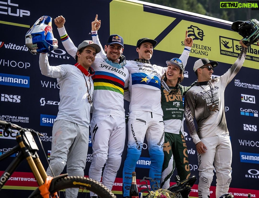 Rachel Atherton Instagram - Adrenaline!! I am here for you!! ๐๐ Back to Back wins for @athertonbikes ๐ฅ๐ฎโ๐จ The moment your teammate wins the Elite Mens World Cup on your own named bike brand ๐คฏ๐คฉ๐๐ When @andreas.kolb66 won in Leogang, I was buzzing my tits off!! I went pretty mental, I felt so wired I just wanted to fight someone ๐๐ it felt INCREDIBLE thinking back to the team at home @athertonbikes how god damn hard they have worked the last 4 yearsโฆ incredible team, incredible bike & thereโs still more to come for @athertonbikes โค๏ธโค๏ธ๐ Come see the bikes at Fort William & grab some merch ๐ช๐ฅ @nathhughesphoto