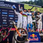 Rachel Atherton Instagram - Wow!!! @andreas.kolb66 Winning elite mens final was just INSANE!!! A long time coming!! I finished on the box in 3rd… ⭐️❤️⭐️🔥 couldn’t of dreamed of a better day!!! To see Andi win on the @athertonbikes …. In front of his home crowd in Austria 🇦🇹 Wow!! Just SO SO SICK!! 🥳🥳💣💣 We all went pretty wild 😂😂🔥🔥 I was so so buzzing to put down a solid run & not crash, after a few near misses on the jumps during my run 😂😮‍💨😬 Leogang felt so much harder than LENZERHEIDE & im so stoked 3rd ❤️❤️ To see @valihoell win at home too was just amazing, she put down a perfect heater & those home wins mean more than anything else, my wins at fort William are so special, so I’m buzzing for her 🔥 it was awesome to witness! 🔥🔥🔥 Cheers @athertonracing you beauties ❤️ @nathhughesphoto 📷