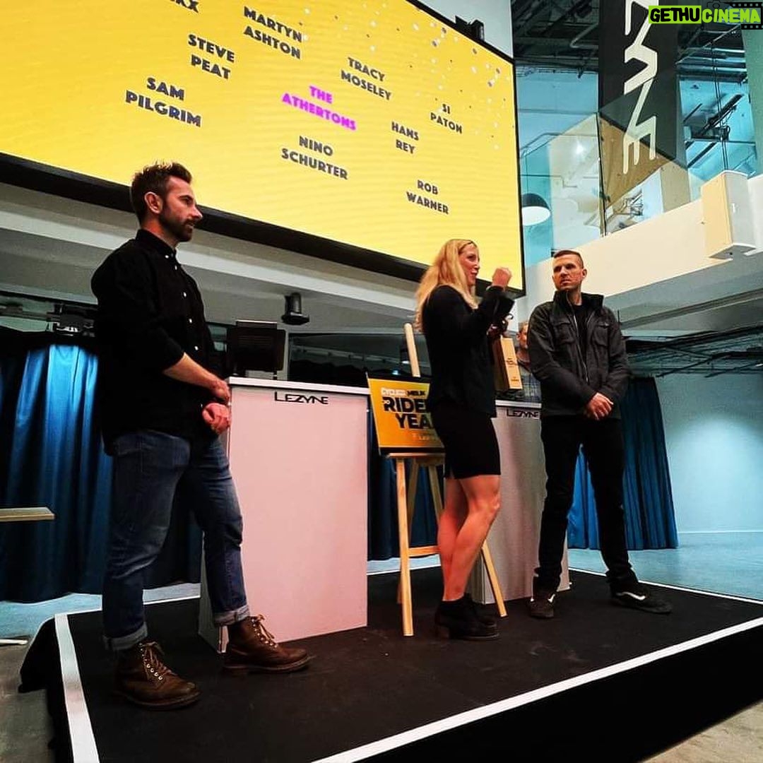 Rachel Atherton Instagram - We won MBUK Lifetime Acheivement as “The Athertons” @dan_atherton @gee_atherton ❤️🥰 such an honour to win, amongst some great company ❤️ We were asked what our “highlight” of the year was & I couldn’t choose just one! It’s been a ridiculous year for @athertonbikes winning our first Elite Mens World Cup with @andreas.kolb66 & then @charlie_hatton1 becoming world champion 🌈 these 2 things felt more special than any race I’ve won in the last few years let me tell you that!! 🤯🥳 & being @dyfibikepark every weekend just meeting you guys & chatting & lapping , it’s so rad to see this side of our sport after so many years racing, to connect with you all on a different level, it’s such a honour. we always just want to keep pushing & we are just beyond stoked that we have gotten to have long careers racing bikes but that we still get to share the love of mountain biking with all you guys by having @athertonbikes & @dyfibikepark @athertonracing 🥇 🔥🍻🏴 we want to push boundaries & push this sport that has given us so much, But we always want to do things that felt right & natural…. Thanks for supporting us for the last 20+ years, Sad @gee_atherton couldn’t be with us but our dad stepped in 😝 Love you gee, love you AFFY, love you mum & dad, but most of all I love Dan Brown 🥰😅 for believing in chasing dreams: Gill Harris, for chasing us to do the important things we couldn’t survive without, Tom LLOYD, all the staff @ atherton bikes, everyone on the race team & all the staff at dyfi bike park, LETS KEEP DOING THIS 🍻 My first real night out since I was pregnant, the 3 day hangover was worth it 😂😂😝😎 @mbukmagazine @oliverpaton pics