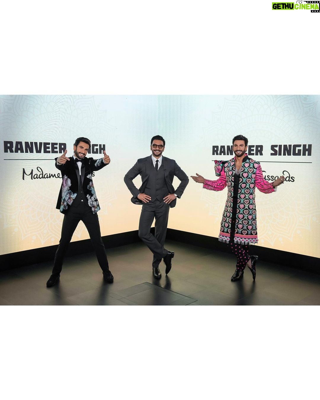 Ranveer Singh Instagram - Growing up, I was fascinated by old photos of my parents alongside some of the world’s most famous & prominent personalities, only to realize that they were wax figures at London’s famed Madame Tussauds. The allure of that mythical museum stayed with me, making it surreal to now have my very own wax figure there. Gratitude fills me as my figure stands amongst the most accomplished personalities in the world. An unforgettable moment, compelling me to reflect on the magical cinematic journey that has led me to this moment.