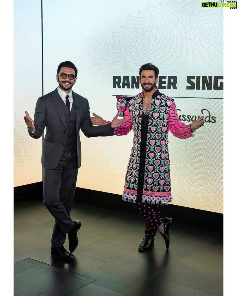 Ranveer Singh Instagram - Growing up, I was fascinated by old photos of my parents alongside some of the world’s most famous & prominent personalities, only to realize that they were wax figures at London’s famed Madame Tussauds. The allure of that mythical museum stayed with me, making it surreal to now have my very own wax figure there. Gratitude fills me as my figure stands amongst the most accomplished personalities in the world. An unforgettable moment, compelling me to reflect on the magical cinematic journey that has led me to this moment.