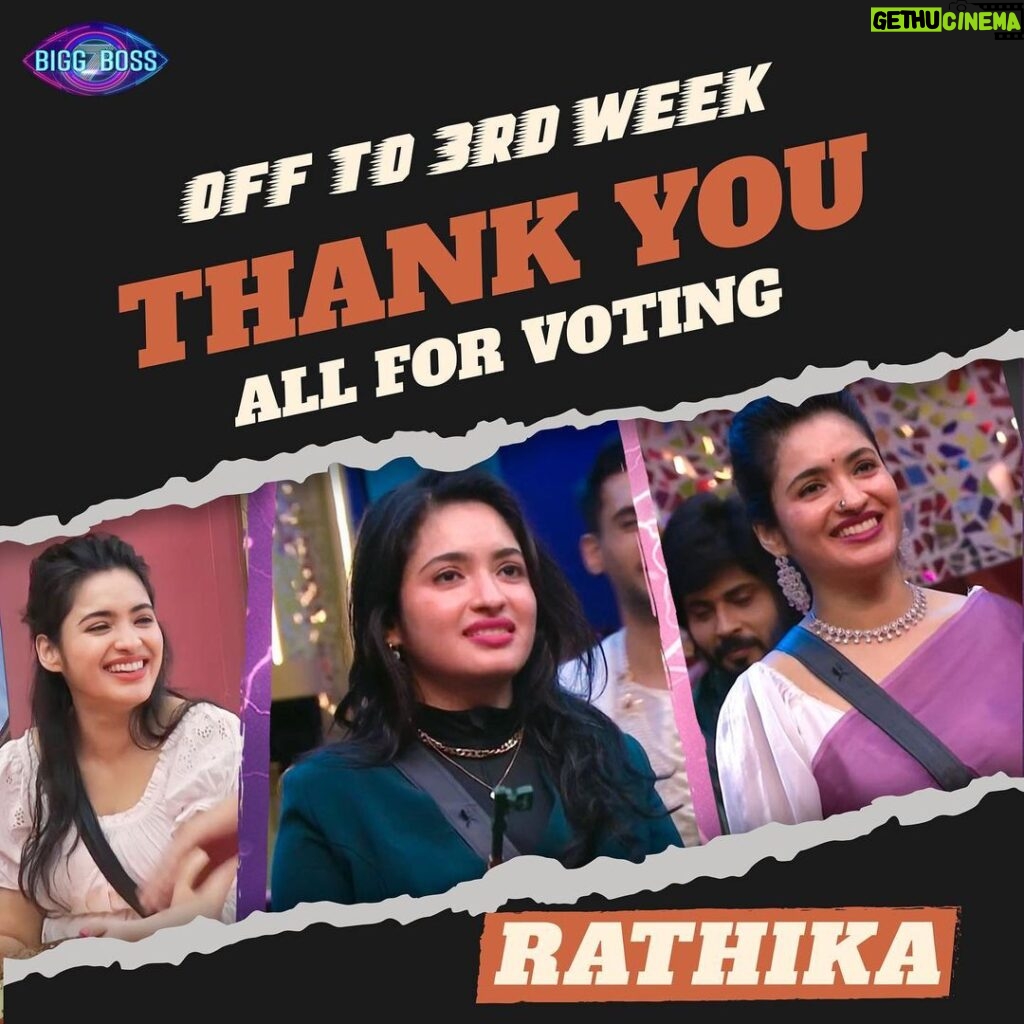 Rathika Rose Instagram - You are Safe Rathika !! We are getting used to hear this from our #kingnagarjuna sir. 😊😍 Yesss Our #rathika sailed through to 3rd week in style with all your love and support. Thank you everyone who showed your love and support to Rathika. #teamrathika #rathika #rathikarose #week3 #now #biggbosstelugu7 #thankyou #everyone #keepsupporting #lotsoflove #marured #thankyou /#note #loveyouall
