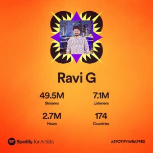 Ravi G Instagram - Beyond greatful 🙏✨ Thank you so much everyone for your unconditional love and support . Naan pizhai was a magic by itself and ever grateful to my dear brother @anirudhofficial for making me a part of this special song🙏❤️ Thank you dear brother @wikkiofficial 🙏. Special thanks to all the music directors , lyricists and the musicians who made 2022 a remarkable year for me personally 🙏. My special love , respect and thanks to my dear family members and my friends who supported me in all levels . Thanks to all streaming platforms and media for their humongous support!! Love all Love music !! @spotify @spotifyindia @spotifyforartists 
#spotifywrapped #naanpizhai #ravig #kollywood #greatful #thankful