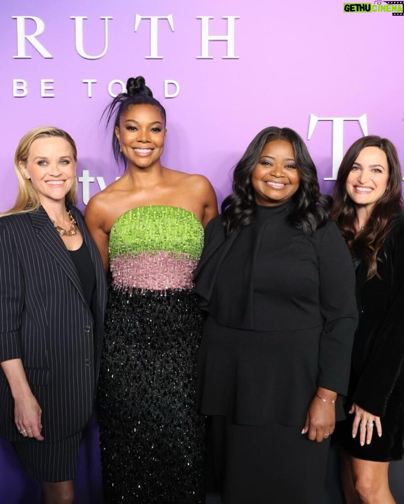 Reese Witherspoon Instagram - What an amazing night at the @TruthBeTold premiere... the best true crime show out there! 💫 It was wonderful to celebrate the riveting performances of @OctaviaSpencer and @GabUnion. ✨ This season will keep you on the edge of your seat as these two incredible women discover the mystery of several young women who have gone missing. It's a thrilling true crime show tackling some very topical issues. A must-watch! Streaming now on @AppleTvPlus.