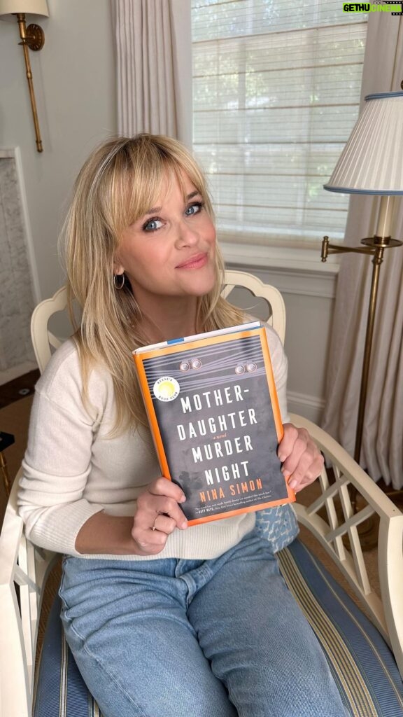 Reese Witherspoon Instagram - Our September #ReesesBookClub Pick is #MotherDaughterMurderNight by @NinaKSimon! This fun and gripping whodunit follows a grandmother-mother-daughter trio as they try to solve a murder in their coastal town 🕵️‍♀️ I can’t wait to hear what you think about this cozy mystery—join us at @ReesesBookClub to discuss all month long! 📖✨