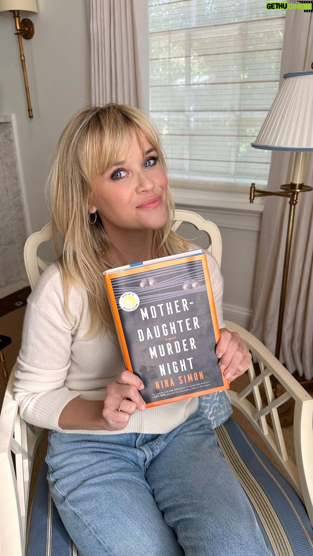 Reese Witherspoon Instagram - Our September #ReesesBookClub Pick is #MotherDaughterMurderNight by @NinaKSimon! This fun and gripping whodunit follows a grandmother-mother-daughter trio as they try to solve a murder in their coastal town 🕵️♀️ I can’t wait to hear what you think about this cozy mystery—join us at @ReesesBookClub to discuss all month long! 📖✨