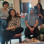 Rekha Krishnappa Instagram - We had all the preparations to celebrate for India but unfortunately Australia got it .. Anyways was very happy to watch cricket and having a good lunch with family.... Thanks @roopabhattacharjee For hosting Bengali lunch , we enjoyed the food... much love to Jiju and kids😘😘 Meets I loved your cocktail 🍸 We missed you @saahithyashetty_ ❤️ #familytime #familyfun #familymeals #familylove Bangalore, India