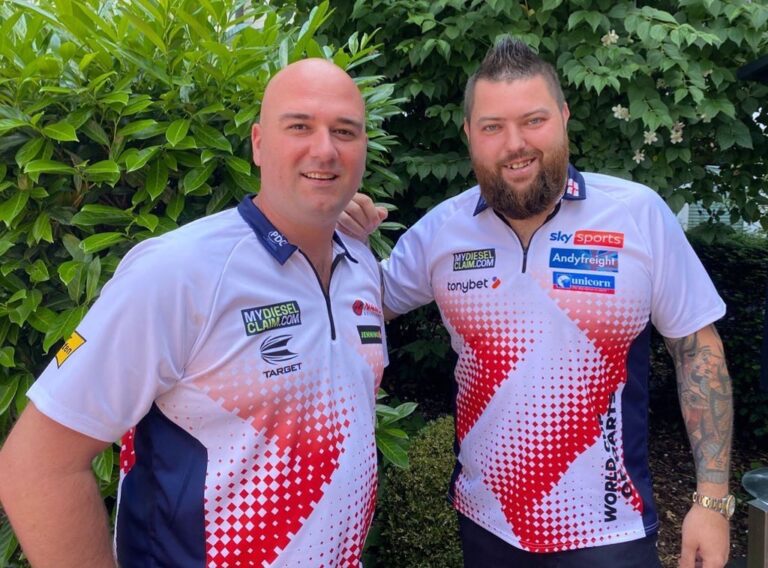 Rob Cross Instagram - England are ready! Can’t wait for the World Cup to start. Thanks for all the messages of support, we’ll give it everything we’ve got. ⚡️🏴󠁧󠁢󠁥󠁮󠁧󠁿 @targetdarts @NamosSolutions @jenningsbetinfo @scott_rbs