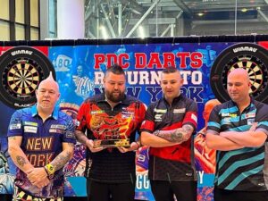 Rob Cross Instagram - Great to be in New York and Madison Sq Garden to do media promo today. It’s going to be an epic event and getting a lot of attention here. 🇺🇸🇺🇸🇺🇸
Also great to practice with my World Cup partner Smithy! 🏴󠁧󠁢󠁥󠁮󠁧󠁿
@targetdarts @NamosSolutions @jenningsbetinfo @scott_rbs