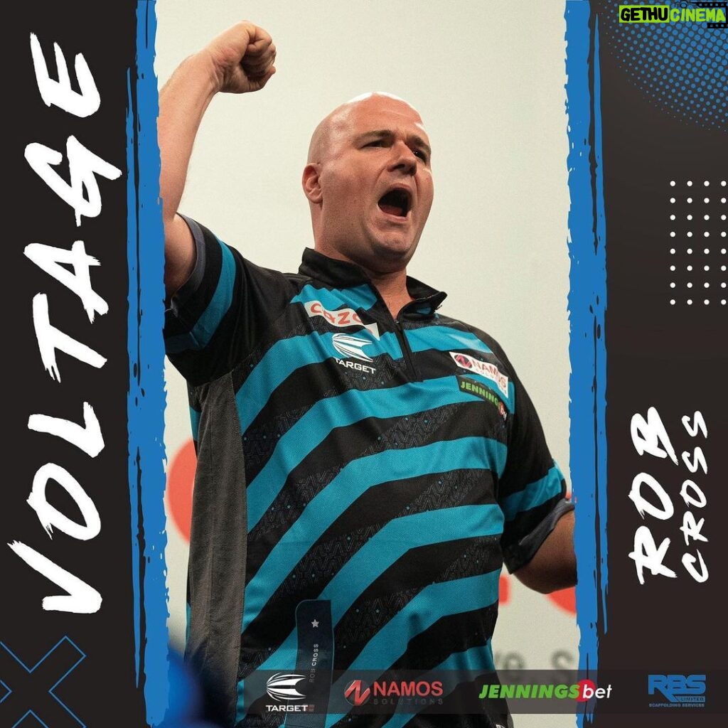 Rob Cross Instagram - Back at my favourite place. Feeling ready for another massive match on the biggest stage at the Ally Pally. Thanks for all the amazing support. ⚡️ @targetdarts @NamosSolutions @jenningsbetinfo @scott_rbs