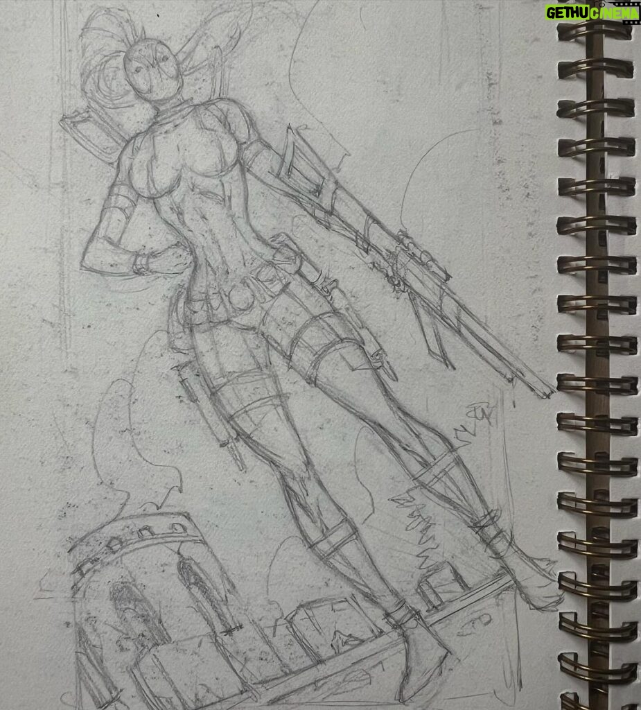 Rob Liefeld Instagram - BTS - DEADPOOL CORPS/LADY DEADPOOL! It all started with a call from the EIC telling me he wants to build a Deadpool team and if I would be on board as the creator of Deadpool. I say, let’s do it, he wants to start with Lady Deadpool and I started to produce designs, many I’m sharing here from my 2009 sketchbook. Kid Deadpool, Dog pool would follow. From 2 Lady Deadpool appearances the Deadpool Corps was on its way. I did over 200 pages of Deadpool Corps. from 2009-2011, it was great fun. It all starts with comic book creators, these films, games, cartoons, they don’t exist without us and we need to continue to be vocal about our contributions. #marvel #robliefeld #deadpool