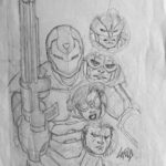 Rob Liefeld Instagram - At the buyers request I re-fashioned my original sketch for this Iron Man #1 cover. The original was done as a retail variant for a store, Larry’s Comics, 2015. The buyer of the sketch asked to have Wolverine, Galactus, Dove & Cable added. No inks. #marvel #cable #ironman #dove #robliefeld #deadpool