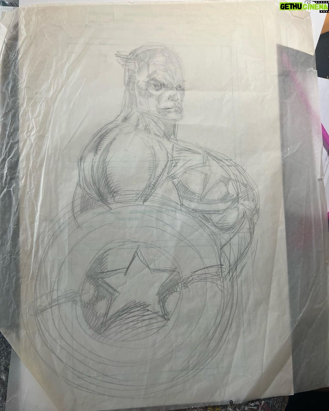 Rob Liefeld Instagram - It always starts with a sketch. Even Cap. #vintage #captainamerica #avengers #robliefeld