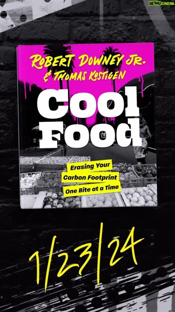 Robert Downey Jr. Instagram - Hey folks, it’s #FastFactFriday - Did you know that I wrote a book with my pal @tkostigen ?! My culinary masterpiece, “Cool Food,” lands on 1-23-24 — It’s packed with climate-cooling recipes, heartwarming stories, and deliciously digestible (climate positive) wisdom. Go to www.coolfoodbook.com to get your copy today. #CoolFoodBook