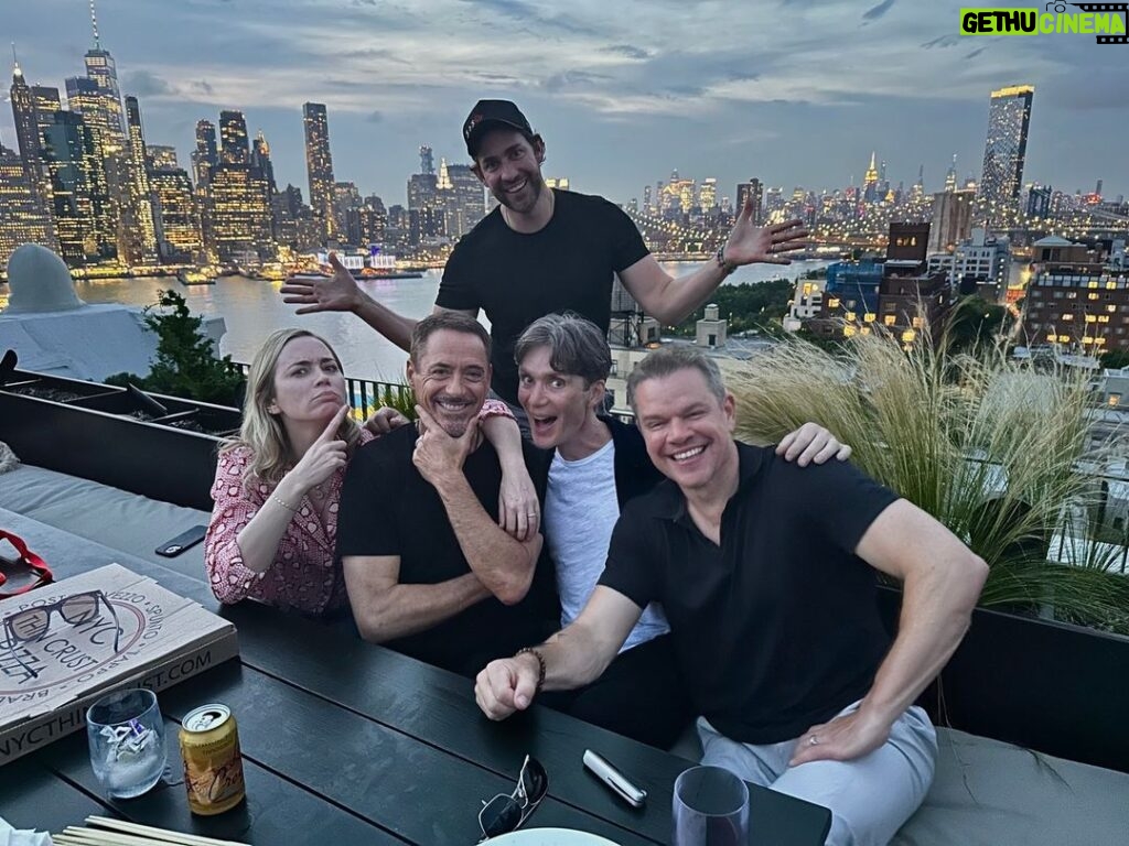 Robert Downey Jr. Instagram - Linking up with my Oppenheimer cast mates...wait, is that a Krasinski photo bomb or might there be a surprise cameo???