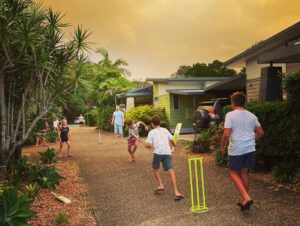 Rodger Corser Instagram - Great start to the year with family and friends...and I still have the longest run-up in #caravanparkcricket history!! #byron #surf #sand #kids @ingeniaholidays #ingeniaholidaysbyronbay #ingeniaholidays