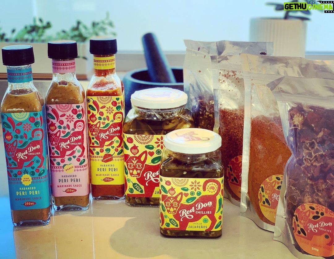 Rodger Corser Instagram - Now I really do believe everything’s gonna be fine...Just got this #isolationcarepackage sent from my cousin Jude @reddogchillies Amazing Aussie grown and made Perri-Perri sauces(original, pineapple and peach) pickled Jalapeños, dried chillies and chilli powder. All produced on the their farm in the Loddon Valley in Central Victoria. Chilli lovers and food producers support Aussie small business and check out their Insta and FB pages!! ....now I wonder if there’s a shortage of aloe vera 🧻 🤔 Sydney, Australia