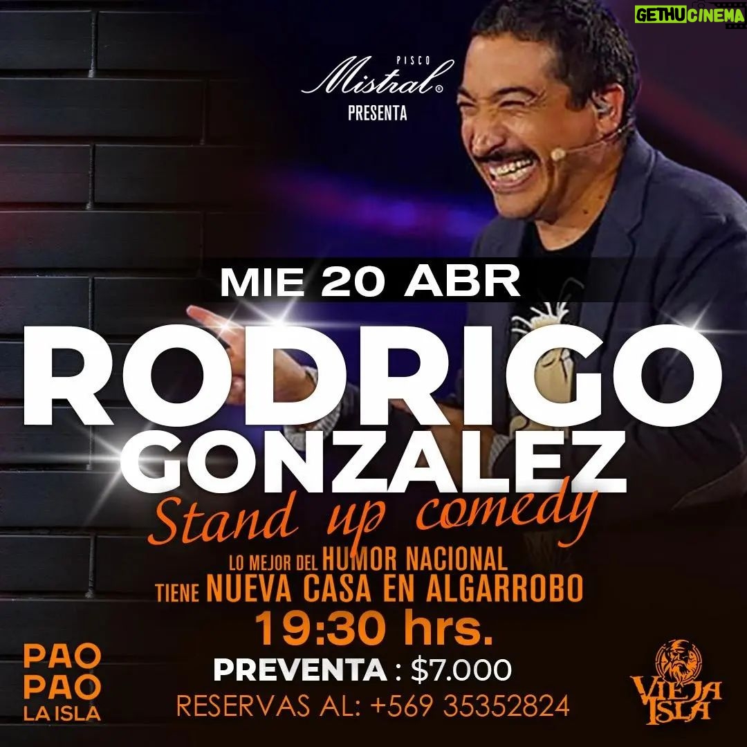 Rodrigo González Instagram - Nos vamos a viajar! Abril stand up mil. Miércoles 20: @islapaopao algarrobo Jueves 21: @ladolcevitalinares (entradas por @comedy_pass ) y el día del evento en la puerta. Sábado 23: @entretoroschicureo No se lo pierdan! Show con mucho material inédito #algarrobo #linares #chicureo #standupcomedy #standup #humor #chile